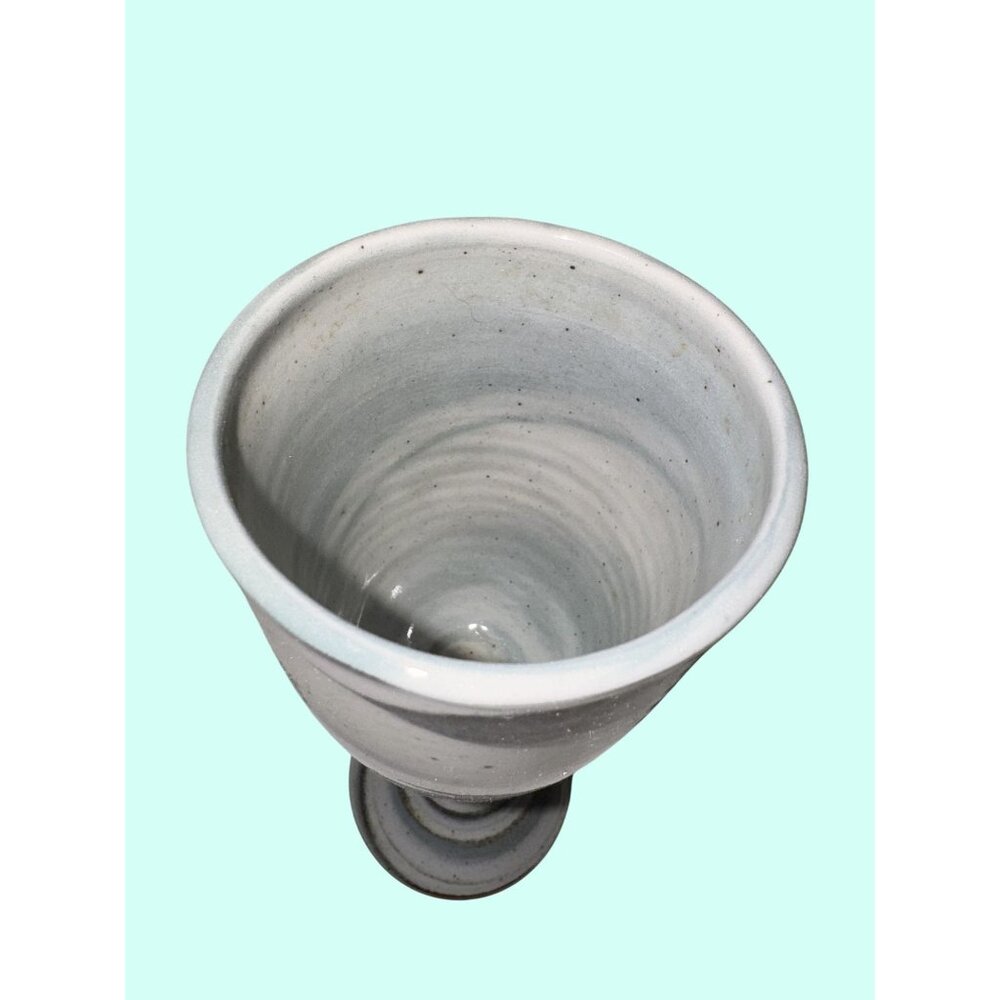 Handcrafted Ceramic Wine Goblet With Swirled Marble Design - Picture 2 of 4